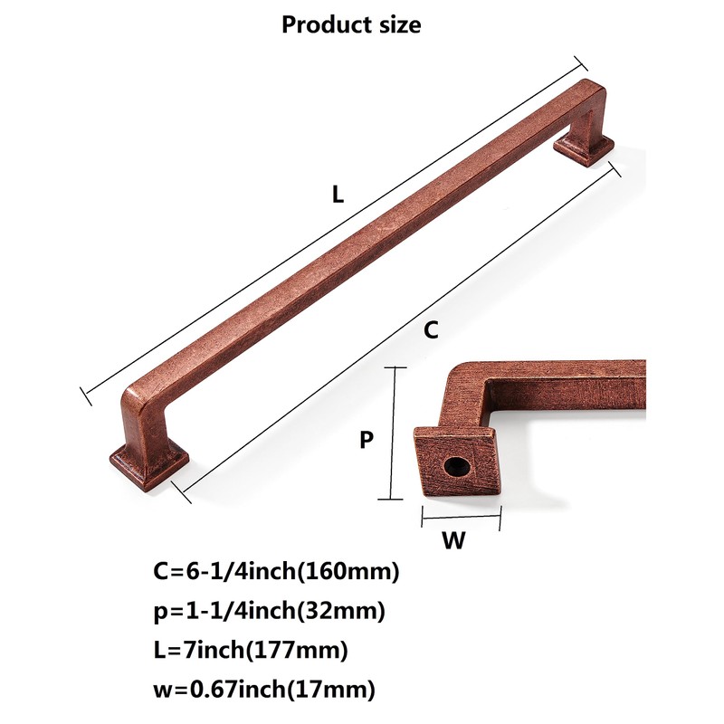 Khtumeware 10 Pack 6-1/4 Inch Hole Center Antique Copper Cabinet