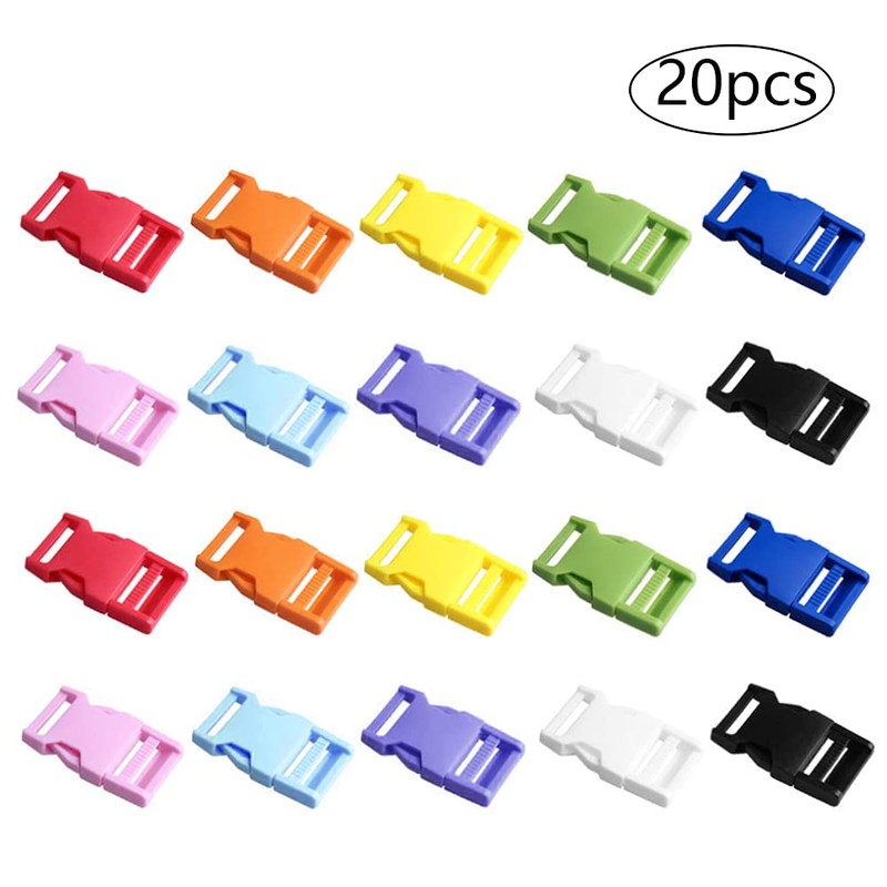 Trsnzul Buckle 20 Pieces Plastic Buckle 10 Colours Side Release