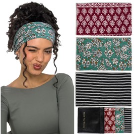 Huachi Wide Headbands for Women Non Slip, Thick Womens Bandana Headbands Boho Elastic Hair Bands for Women's Hair, Stretchy Sweat Headband