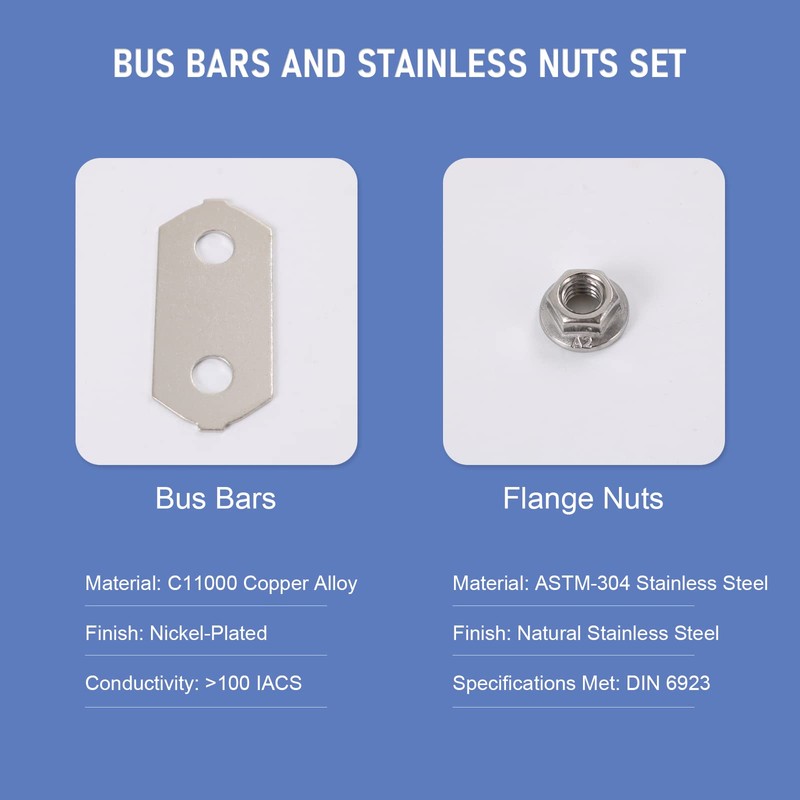 RADHLBNIU Hybrid Battery Copper Bus Bars and Stainless Nuts Set