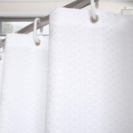 AooHome 36x72 Inch Shower Curtain, Stall Size Fabric Weave Waffle Bathroom Curtain with Hooks, Weighted Hem, Heavy Duty, Water Repellent, 36 Width by 72 Height, White