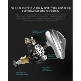 KINBOOFI KZ ZSX - Auriculares in-ear híbridos de alta fidelidad con driver 5BA 1DD, 6 unidades, auriculares KZ con cable desmontable de 2 pines para cantante de música de la banda de la iglesia (negro con micrófono)