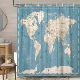 YDIDIAN World Map Shower Curtain, Map of The World with National Educational Fabric S...