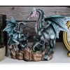 Family Set of Midnight Storm Dragon Statue 8" Height Fantasy