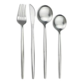 KASABLANCA Juego De Cubiertos De Acero Inoxidable Plateado Mate 16 Pzas