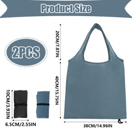 witeup 2 PCS Small Grocery Bag,Reusable Shopping Bag, Fold up Shopping Bag Canvas Tote Bag, Resable Foldable Shopping Bag,Storage Black and Grey Folding in a Pouch Washable Grocery Bags