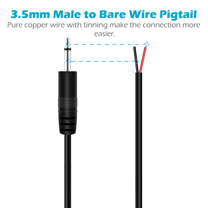 Fancasee 3.5mm 1/8" to Speaker Wire, 2-Pack 10FT 3.5mm TS