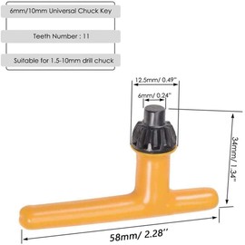 Mesee 3 Packs Drill Chuck Key Set Universal T Shaped Drill Press Wrench Chuck Keys Replacement Tool Kit for 6mm/10mm 13mm 16mm Drill Chucks
