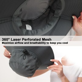 Rosoz Sun Hat for Men Women Cooling Boonie Hats Breathable Wide Brim Fishing Bucket Hat Beach Hat Safari Hiking Garden Summer UV Protection Dark Grey
