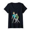 Womens Cartoon Characters Walking Fun Cartoon For Kids V-Neck T-Shirt