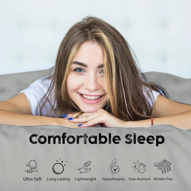 Ev Dekor Double Fitted Sheet Grey | Silver - Deep