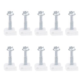 HARFINGTON 100pcs Single Coaxial Cable Clips 1/10" (3mm) Screw Clip Electrical Wire Cable Holder Plastic Wire Clamps for Cords Management, White