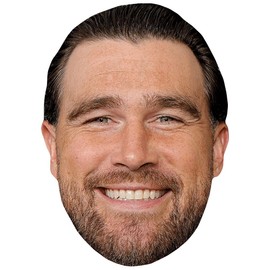 Travis Kelce (Grin) Celebrity Mask, Flat Card Face, Fancy Dress Mask