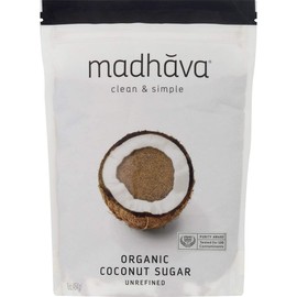 MADHAVA Organic Coconut Sugar (1LB, Pack of 6), Natural Sweetener, White Sugar Alternative for Baking and Cooking, Clean Coffee & Tea Sweetener, Vegan, Organic and Non-GMO