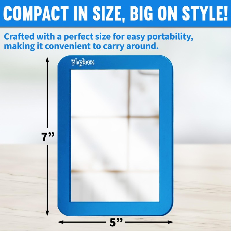 Playbees Magnetic Locker Mirror - Blue - Ideal for School