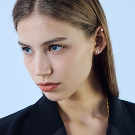 3 Pairs Sterling Silver Stud Hoop Earrings Set for Women Girls 925 Sterling Silver Cartilage Earrings Ball Studs Twisted Hoop Multiple Piercing Earrings Set Jewellery Gifts