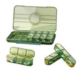 Weekly Pill Organizer 3/4 Times A Day, Large Capacity Pill Case with 21/28 Cells, Push Button 7 Day Pill Box for Vitamin/Cod Liver Oil/Supplements (Cream Green,21 Cells)