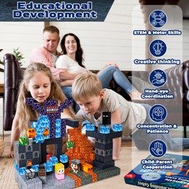 Magnetic Blocks - 100PCS Build Magnet Dark Mechanical Guardian Castle World - Magnetic Toys for Montessori Toddler Christmas Birthday Gifts - STEM Sensory Toys for 3 4 5 6 7 8 9 10 Year Old Boys
