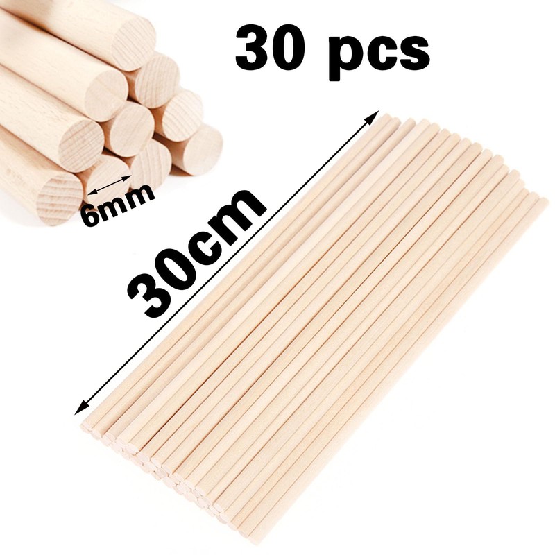 LABUYI 30 Pieces Bamboo Craft Sticks, 6 mm Diameter x