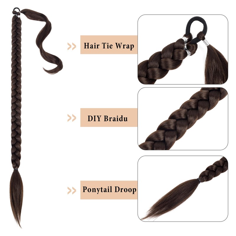 Extensión de cola de caballo trenzada, extensiones de trenza, extensión