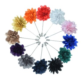 12PCS Flower Men's Lapel Pins Handmade Flower Lapel Pin Boutonniere Pin for Suit Wedding Groom