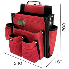 SK11 Takumi Temporary Frame Carpenter Nail Bag with Ink Box Pocket, Large, Reinforced Bottom, Inside Pocket, Chisel Holder, Red SC-11