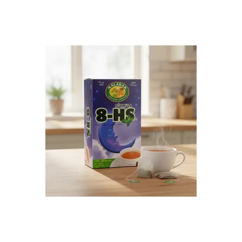 Té Malabar Fórmula 8-hs Mezcla Herbal Natural 25 Sobres