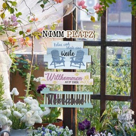 KAIRNE Welcome Sign, Welcome Patio Sign, Welcome Sign Front Door Decoration, Patio Wall Decoration, Family Wooden Sign with Saying, Patio Decoration Wooden Vintage for Bar Home, Housewarming Gifts