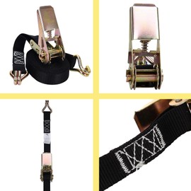 51buyoutgo 2 Pcs Stainless Steel Ratchet Straps with Hooks 4m Long 25mm Wide, Small Black Rachet Ratchet Tie Down Straps Set for Cargo Kayak Surfboard Car Roof Rack