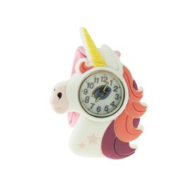 Glamour Girlz Kids Childrens Boys Girls Pink White Unicorn Head Watch Wrap Around Strap Present Gift Age 3, 4, 5, 6, 7, 8, 9, 10+ Years Old Birthday Christmas Birthday Tell Time Educational Idea