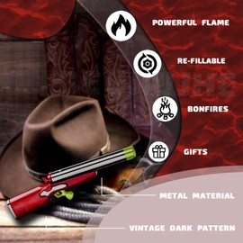EEIOKGMS Cool Butane Torch Lighters,Vintage Novelty Lighter, Refillable & Adjustable,Unique Mini Lighter for Men Fireplace Candles Camping BBQ (No Gas) (Red Pattern)