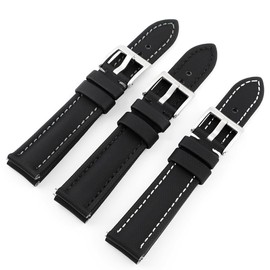 Onthelevel Water Resistant Oxford Fabric Watch Strap 18mm 20mm 22mm Sailcloth With Leather Back Lining Quick Release Watch Band Replacement (Black-black line, 20mm)