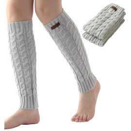 Brook + Bay Leg Warmers for Women - Cable Knitted Ankle Warmers - Winter Boot Cuffs - Warm Calf Leg Warmers OSFM - Grey