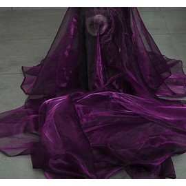 mds Pack of 10 Yard Bridal Solid Sheer Organza Fabric Bolt for Wedding Dress,Fashion, Crafts, Decorations Silky Shiny Organza 44”- Dark Purple