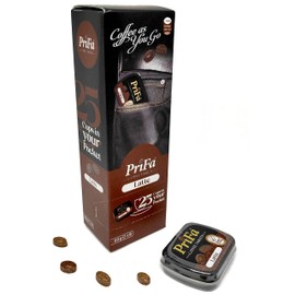 PRIFA Coffee Tablets Box 10X25 Tablets, Real Coffee, Coffee Mints, sugar free, Keto Coffee, Caffeine, Gluten Free, Non Dairy Creamer, Vegetarian Coffee, Non GMO, pocket coffee. (latte)