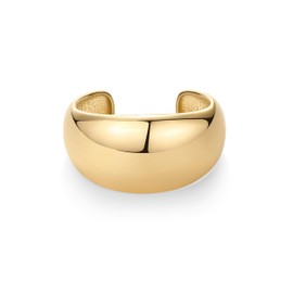 PAVOI 14K Gold Plated Chunky Cuff Bracelets for Women - Stainless Steel Statement Bangle Bracelet - Waterproof Bold Dome Bangles, Medium/Large, Yellow Gold, no gemstone