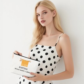 Knitting Gifts for Knitters Makeup Bag - Crochet Gifts for Crocheters Knitters Crochet Lovers Cosmetic Bag for Purse Travel Toiletry Bags Makeup Pouch With Zipper Crochets Knitting Supplies Stuff