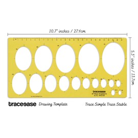 Traceease Geometric Drafting 45° Ellipse Template Drawing Stencil, Designing Template Measuring Ruler