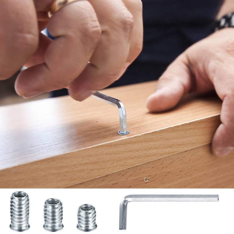 M8 Threaded Inserts for Wood, 100 Pcs - Flanged Hex