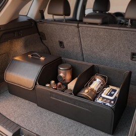 Collapsible Car Trunk Organizer for Vehicle Storage – PU Leather Multipurpose Design for Everyday Cargo Organization