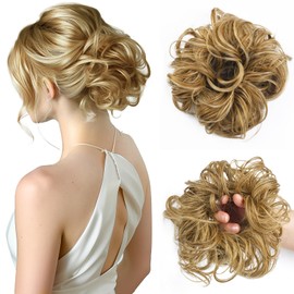 Vlasy Messy Bun Hair Piece for Women,Curly Wavy Hair Scrunchies Bun Extensions Hairpieces,Synthetic Hair Chignons Accessories Updo for Girls(10/16/22#,25g)