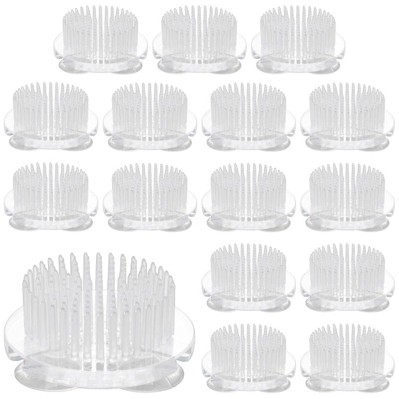 OMISTAR 16 Pcs Plastic Flower Frogs, 1.9 in Clear Round