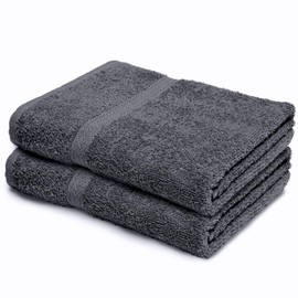 Makooz Bathroom and Kitchen 2 Pc Hand Towels Pack - 500 GSM Natural 100% Egyptian Cotton -Quick Dry and Absorbent - Fast Drying Soft and Luxurious Bath Hand Towel Set (Charcoal, 50x80 CM)