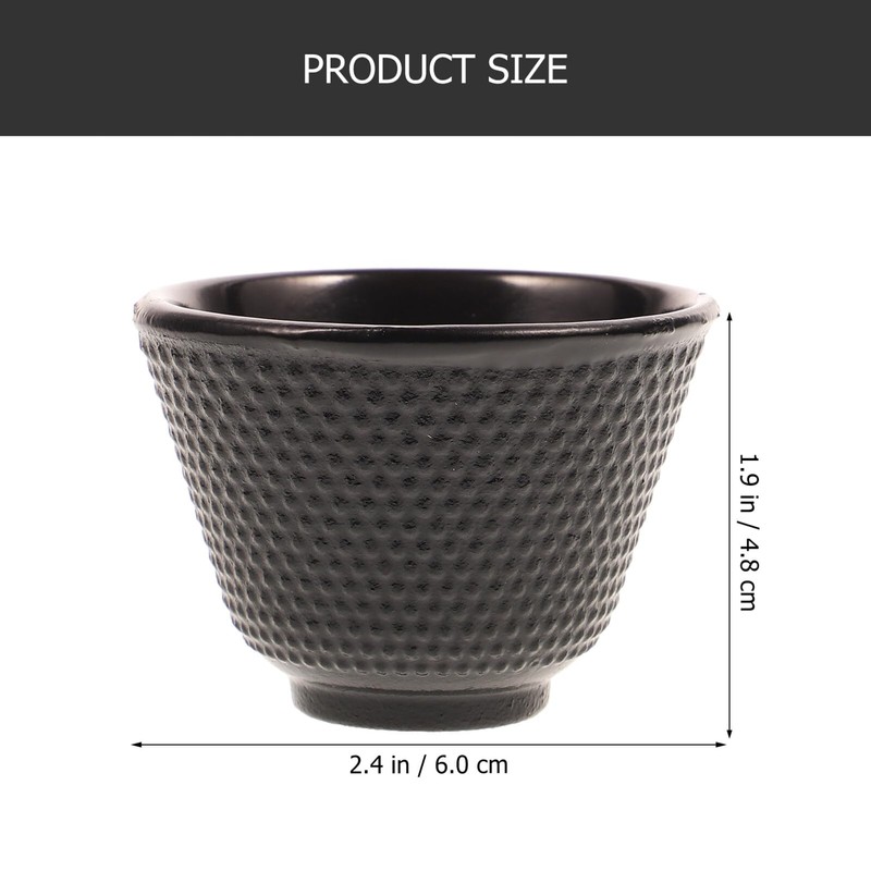 Luxshiny 2pcs Cast Iron Tea Cups Japanese Tea Cups Black