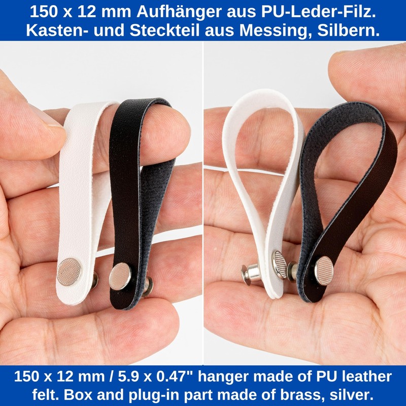 4 Pack 150 x 12mm Loop Black PU Leather Sewing