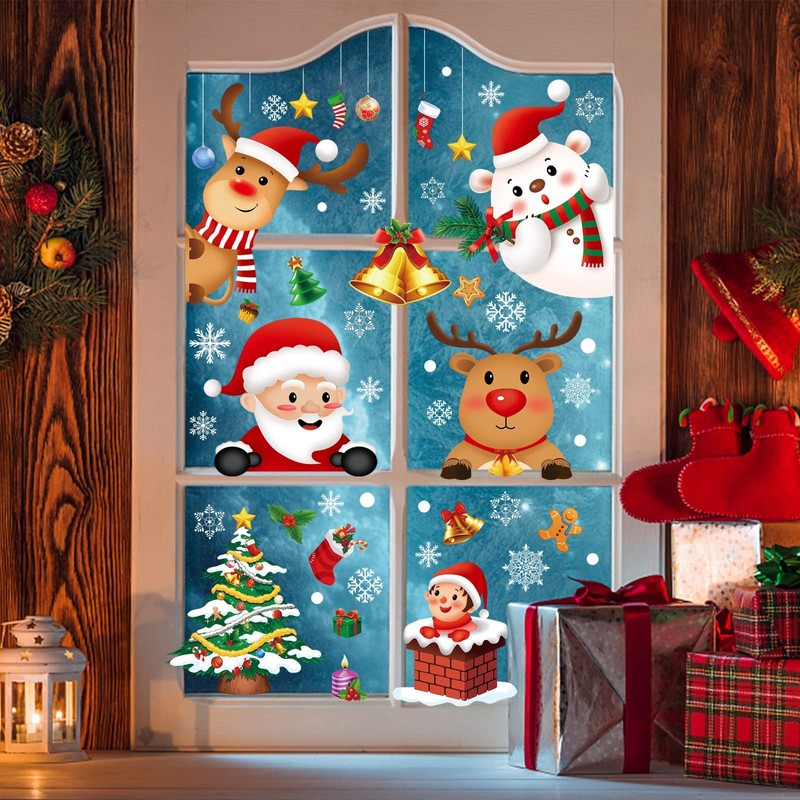 Christmas Window Clings Decorations 9 Sheets 242 Pcs Xmas DIY
