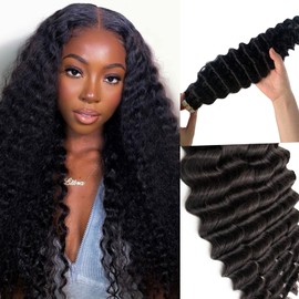 Deep Wave Tape in Hair Extensions 18inch Natural Black Tape in Real Human Hair Extensions for Black Women Colored #1B Deep Wave Extensions Double Sided Skin Weft Seamless 20PCS 50G