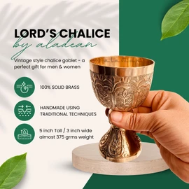 Medieval Goblet Lord's Vintage Chalice | 1x Solid Brass Royal Wine Cups - Renaissance Vintage Goblet Gifts Birthday Christmas Wedding Anniversary Ceremonial Wine Drinkware 1pc Pack (Lord's Chalice)