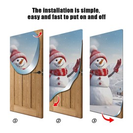 xigua Cute Christmas Door Cover, High Stretch Fabric Festive Door Cover Christmas Snowman Banner Background Used to Decorate The Front Door, Christmas Door Decorations