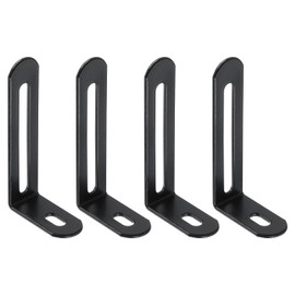 sourcing map 4Pcs L-Shaped Brackets Corner Brace, 2.48"x1.28"x0.59" Corner Bracket Shelf Bracket Right Angle Brackets for Wood Shelves Furniture (63x32.5x15mm, Black)